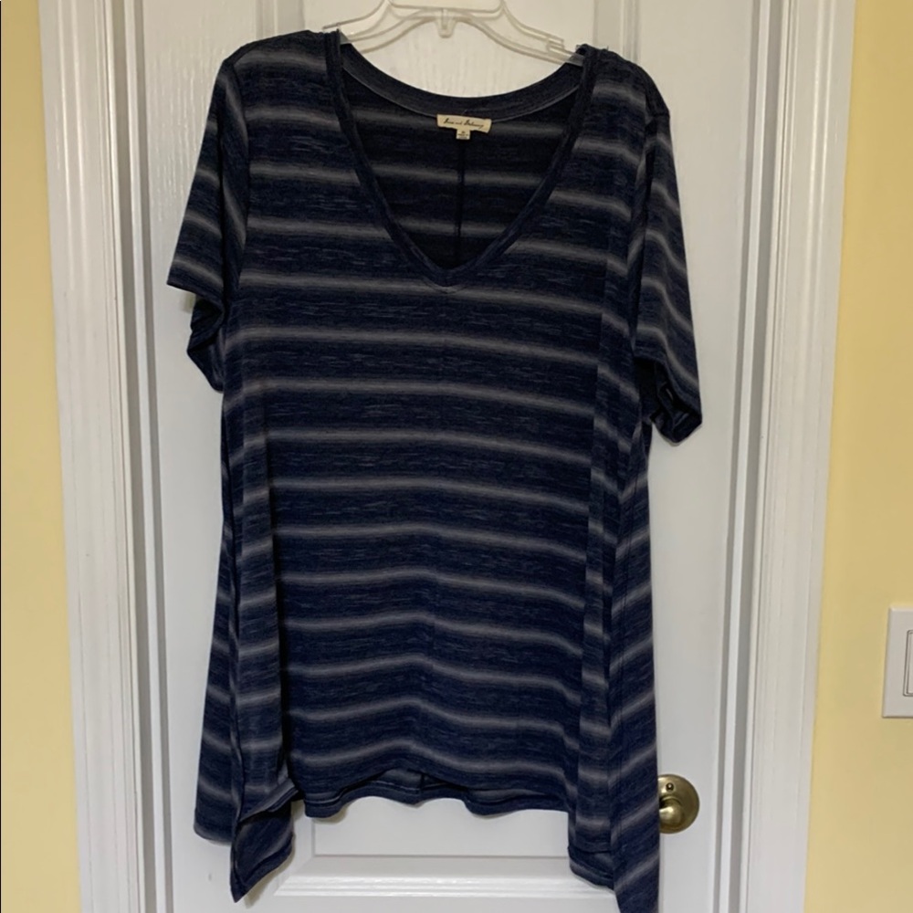Jane and Delancey Relaxed Blue and Gray Tee